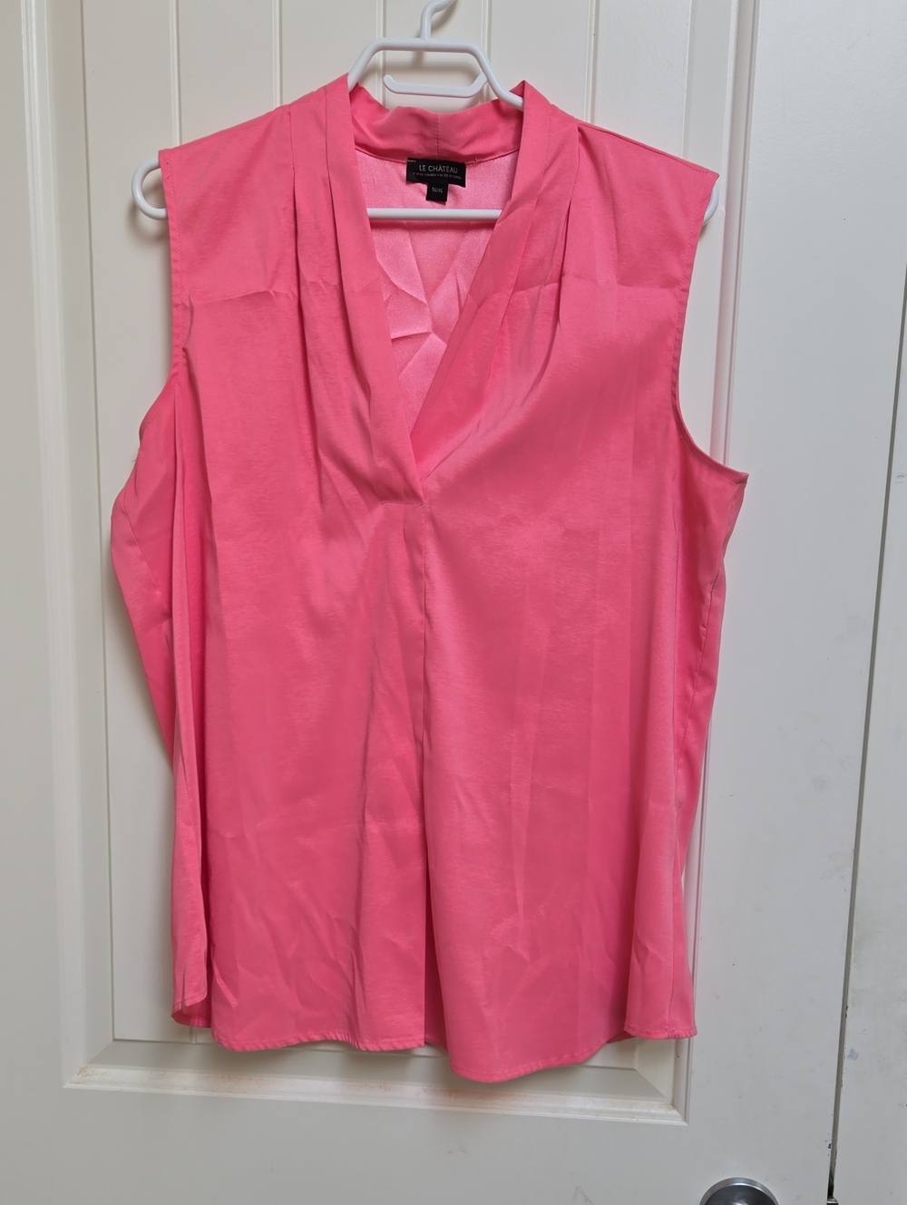 LE CHATEAU Bright Pink V-Neck Sleeveless Tank Top Women's Summer Shirt XL